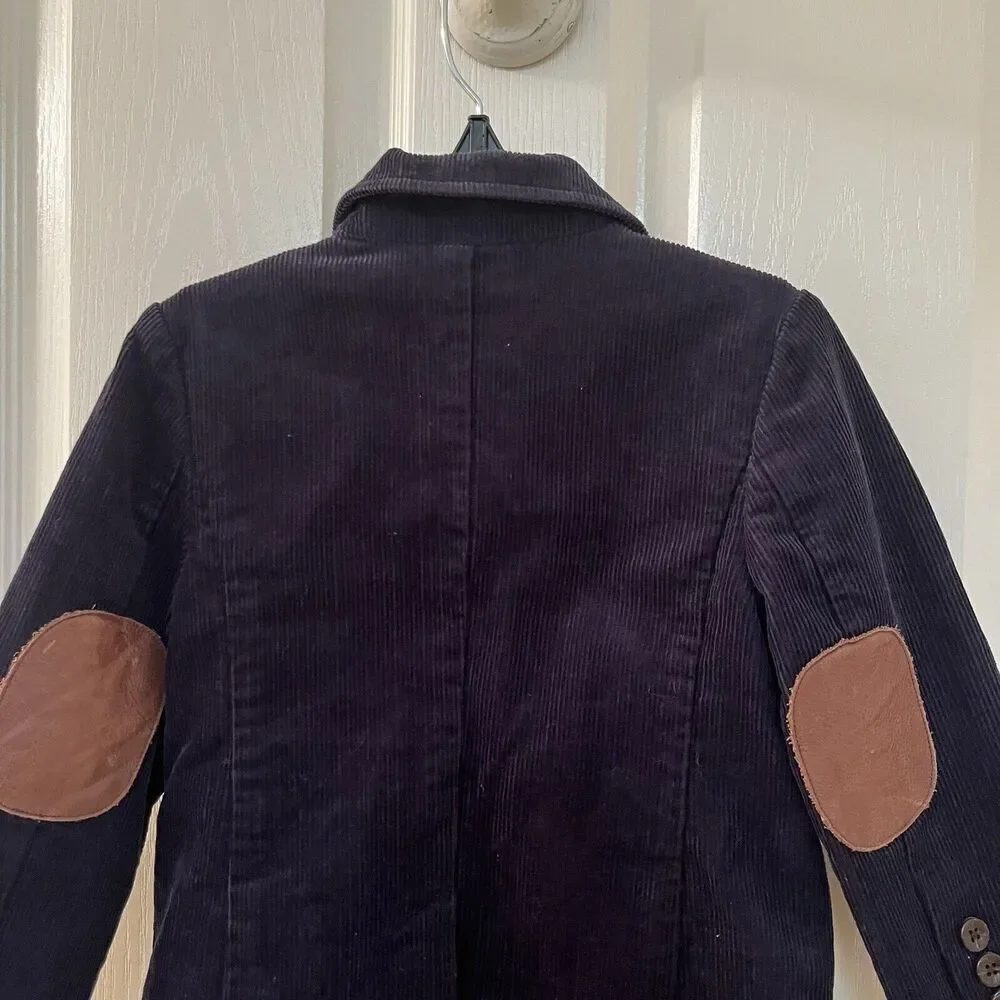 Janie and Jack School Bound Navy Blue Corduroy Blazer Elbow Patches Boys Size 3